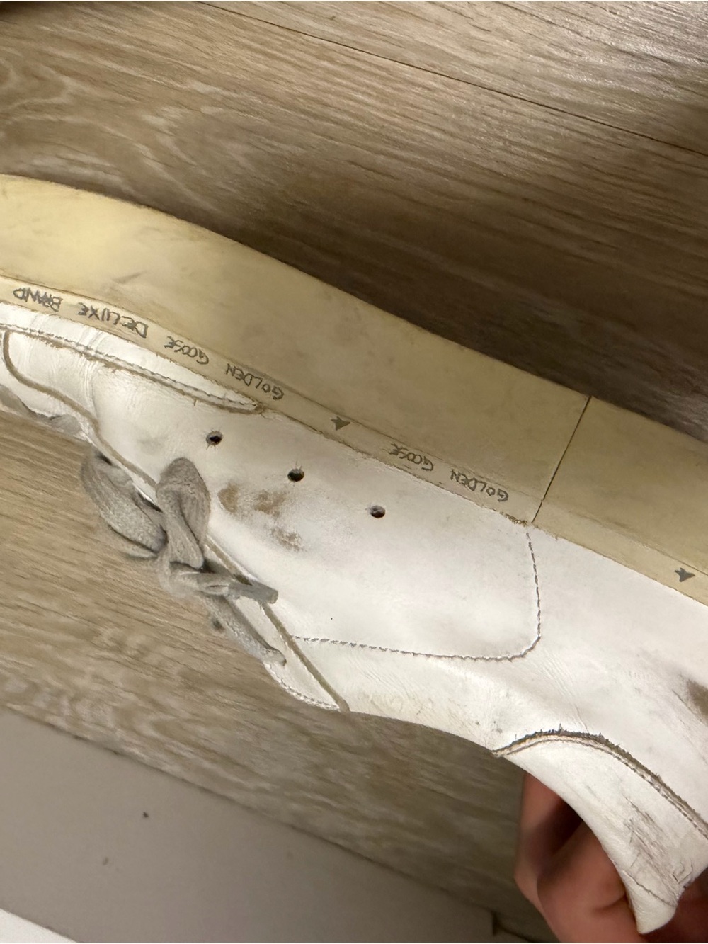Golden Goose White Leather Sneakers with Gold Star Accent - Picture 3 of 4